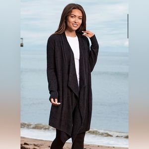 Brand new black Barefoot dreams CozyChic lite black island wrap sweater in L/XL